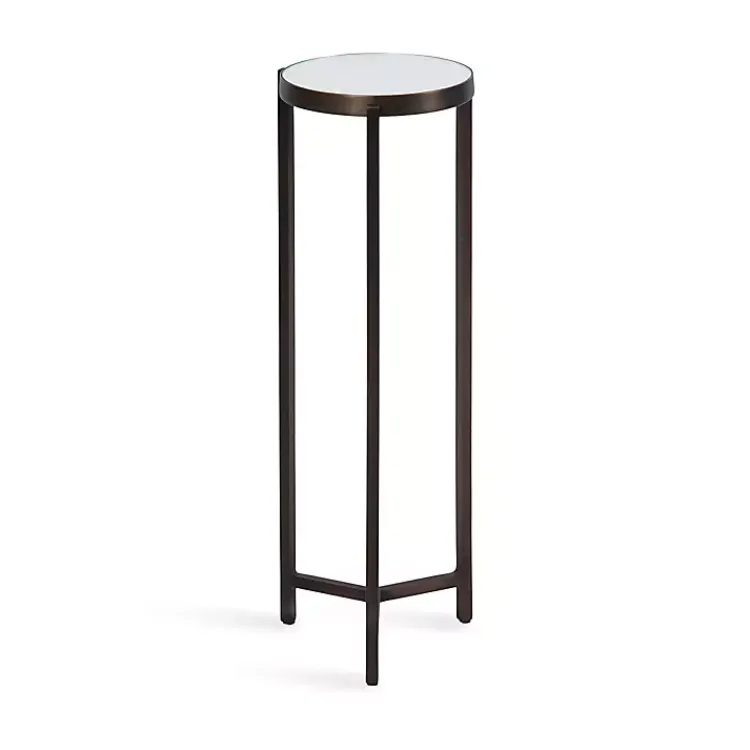 Accent & End Tables-Kirklands Home Dark Bronze Mirrored Tabletop Aguilar Drink Table Brown
