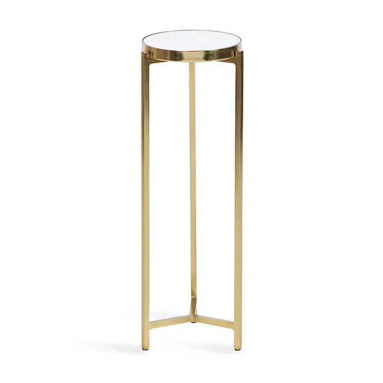 Accent & End Tables-Kirklands Home Metal Mirrored Tabletop Aguilar Drink Table Gold