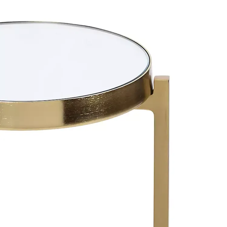 Accent & End Tables-Kirklands Home Metal Mirrored Tabletop Aguilar Drink Table Gold