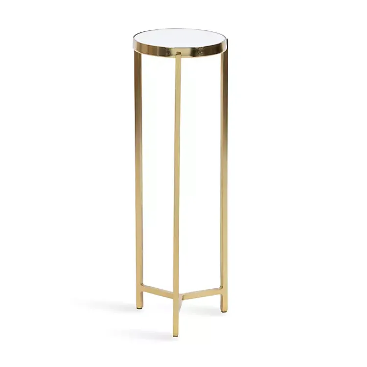 Accent & End Tables-Kirklands Home Metal Mirrored Tabletop Aguilar Drink Table Gold