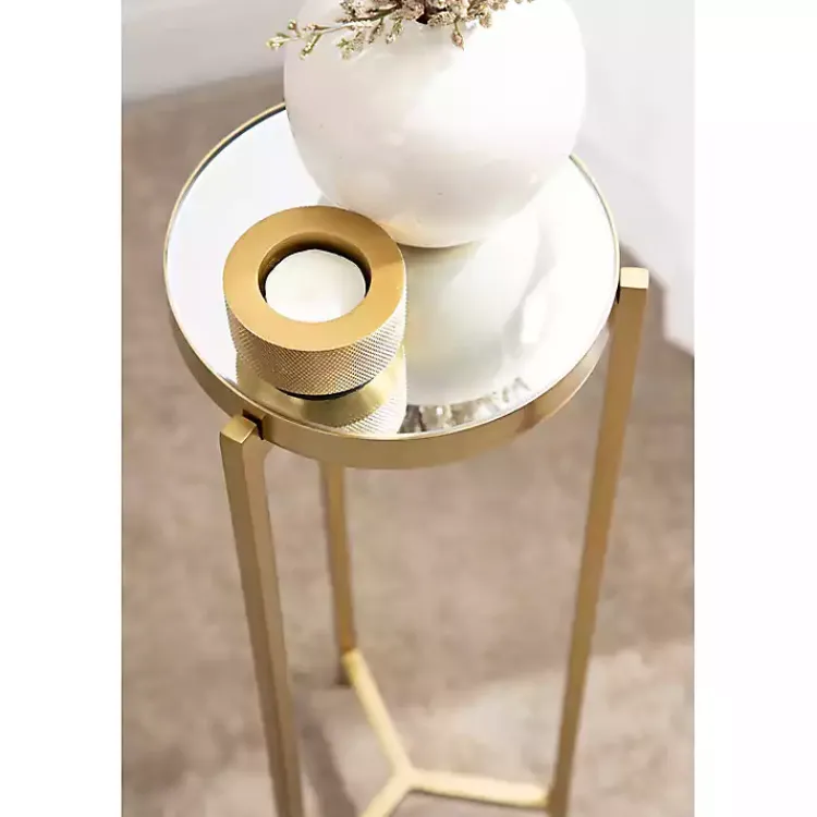 Accent & End Tables-Kirklands Home Metal Mirrored Tabletop Aguilar Drink Table Gold
