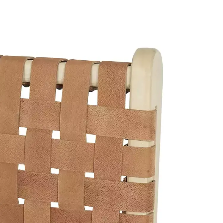 Bar Stools & Counter Height Stools-Kirklands Home Light Brown Woven Leather Wooden Counter Stool Tan