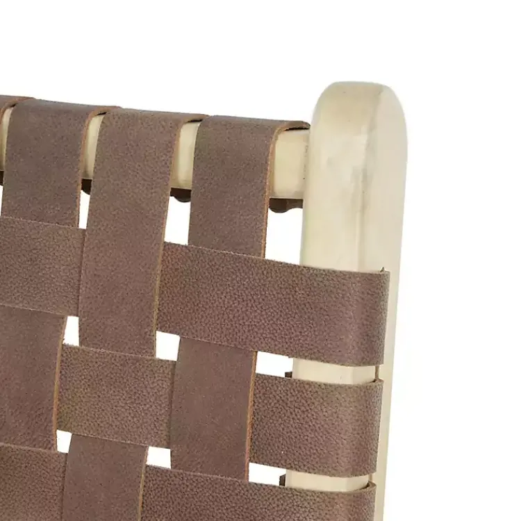 Bar Stools & Counter Height Stools-Kirklands Home Woven Leather Wooden Counter Stool Brown