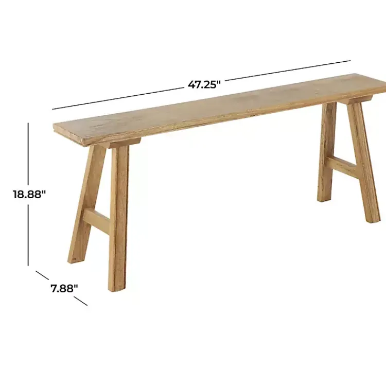 Benches & Ottomans-Kirklands Home Natural Wood Narrow Rustic Bench Brown