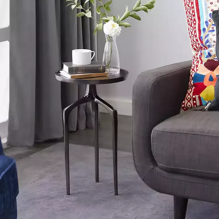 Accent & End Tables-Kirklands Home Metal Round Tripod Accent Table Black