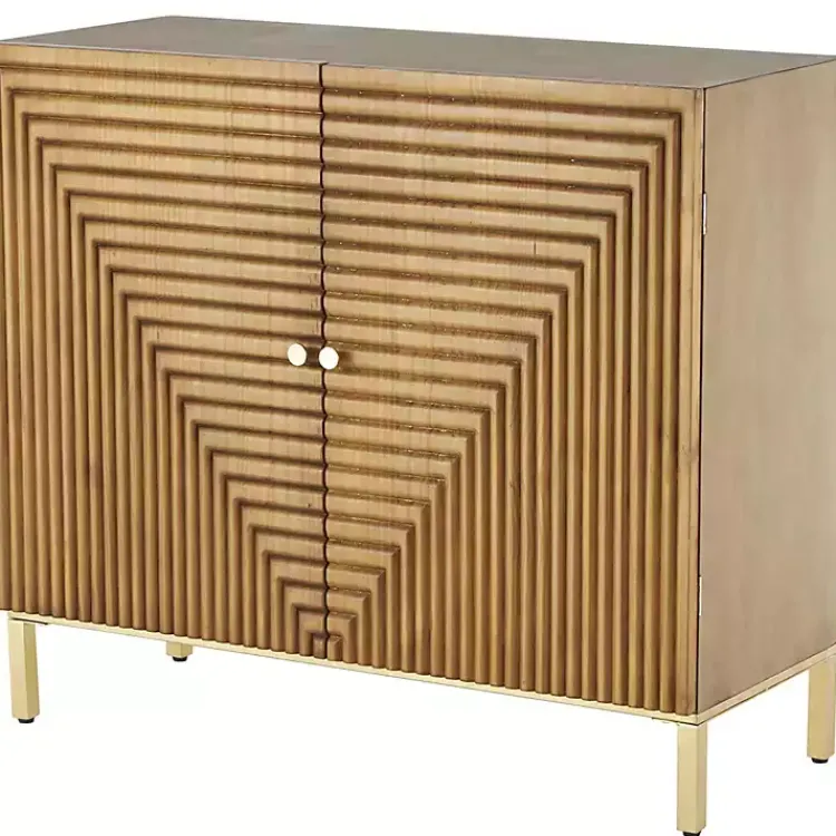 Cabinets & Sideboards-Kirklands Home Modern Wood Geometric Cabinet Brown
