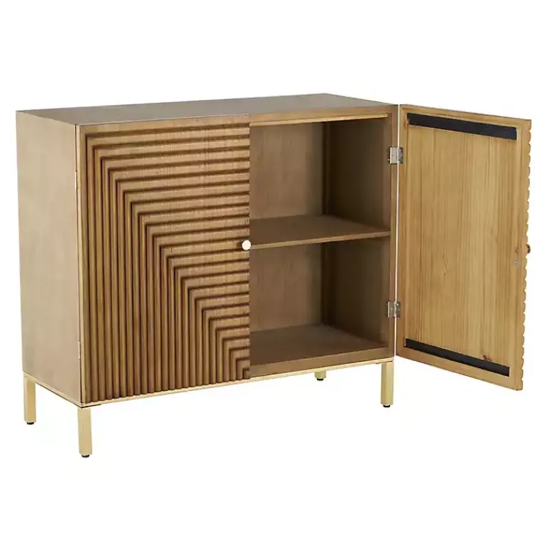 Cabinets & Sideboards-Kirklands Home Modern Wood Geometric Cabinet Brown