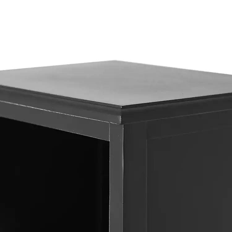 Bookshelves-Kirklands Home Wood and Rattan 3-Tier Bookcase Black