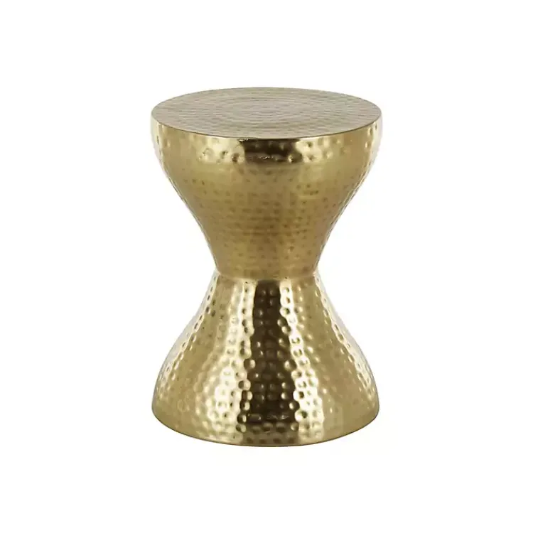 Accent & End Tables-Kirklands Home Hammered Hourglass Accent Table Gold