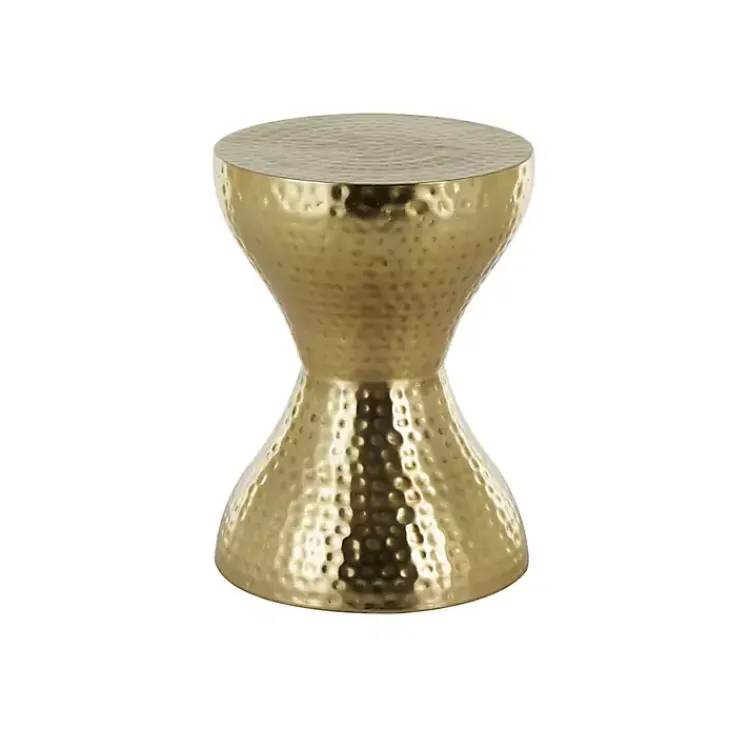 Accent & End Tables-Kirklands Home Hammered Hourglass Accent Table Gold