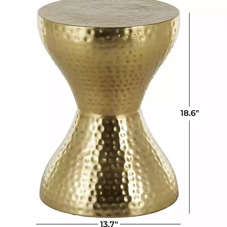 Accent & End Tables-Kirklands Home Hammered Hourglass Accent Table Gold