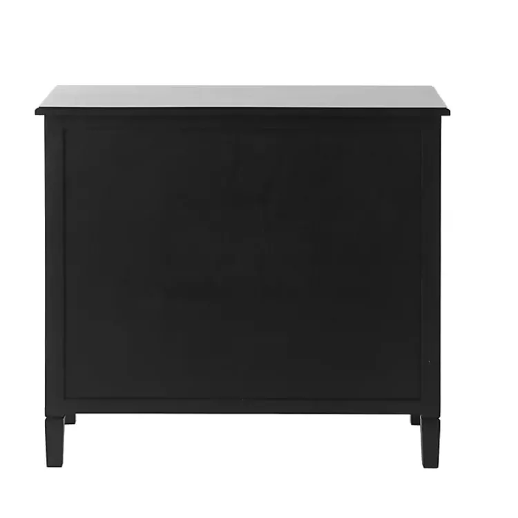 Cabinets & Sideboards-Kirklands Home Wood & Natural Rattan 2-Door Cabinet Black