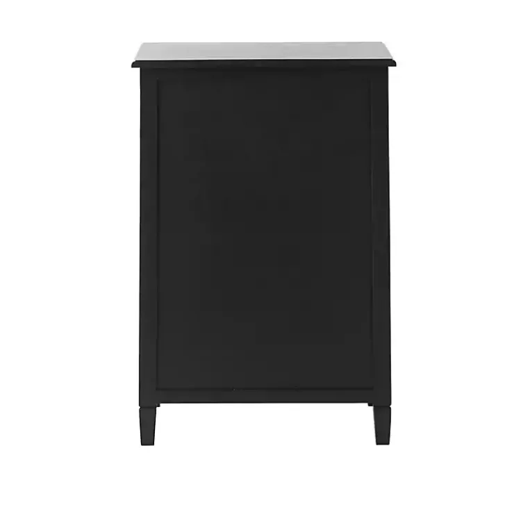 Cabinets & Sideboards-Kirklands Home Wood & Natural Rattan Wine Bottle Cabinet Black