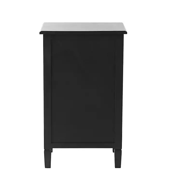 Cabinets & Sideboards-Kirklands Home Wood & Natural Rattan Small Cabinet Black