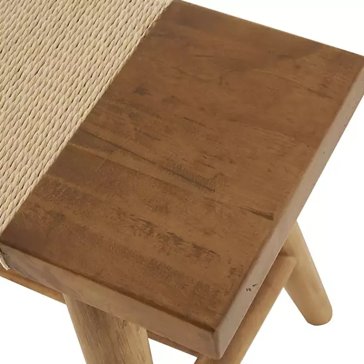 Benches & Ottomans-Kirklands Home Woven Rope Narrow Wood Bench Tan