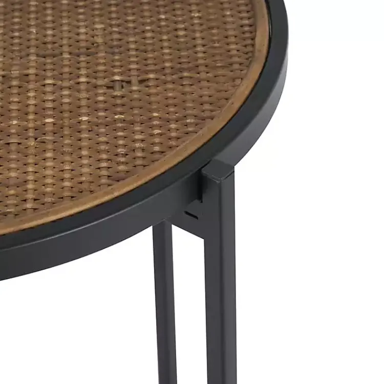 Accent & End Tables-Kirklands Home Black Metal Rattan Accent Tables, Set of 2 Brown
