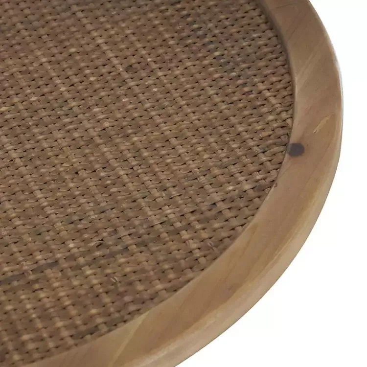 Accent & End Tables-Kirklands Home Black Metal Rattan Pedestal Accent Table, 19 in. Brown