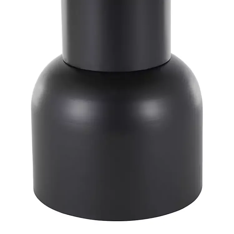 Accent & End Tables-Kirklands Home Black Metal Rattan Pedestal Accent Table, 19 in. Brown