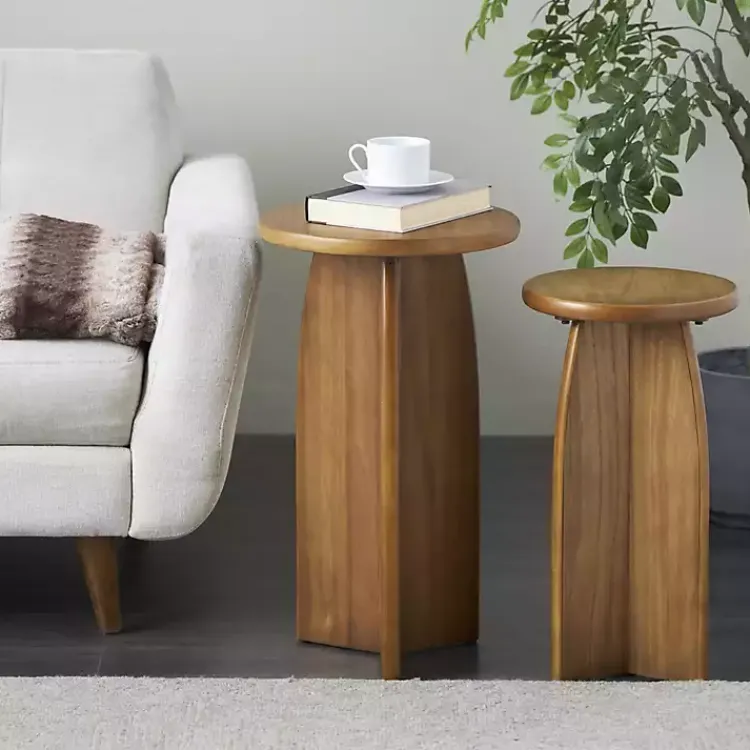 Accent & End Tables-Kirklands Home Light Wood Modern Accent Tables, Set of 2 Brown