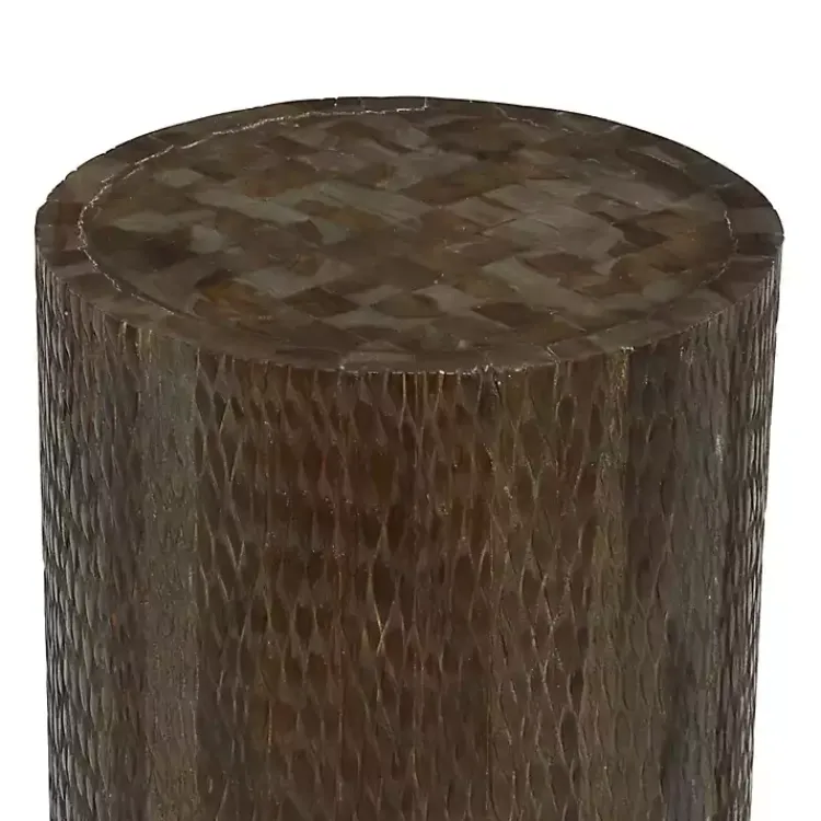 Accent & End Tables-Kirklands Home Teak Wood Drum Accent Table Brown