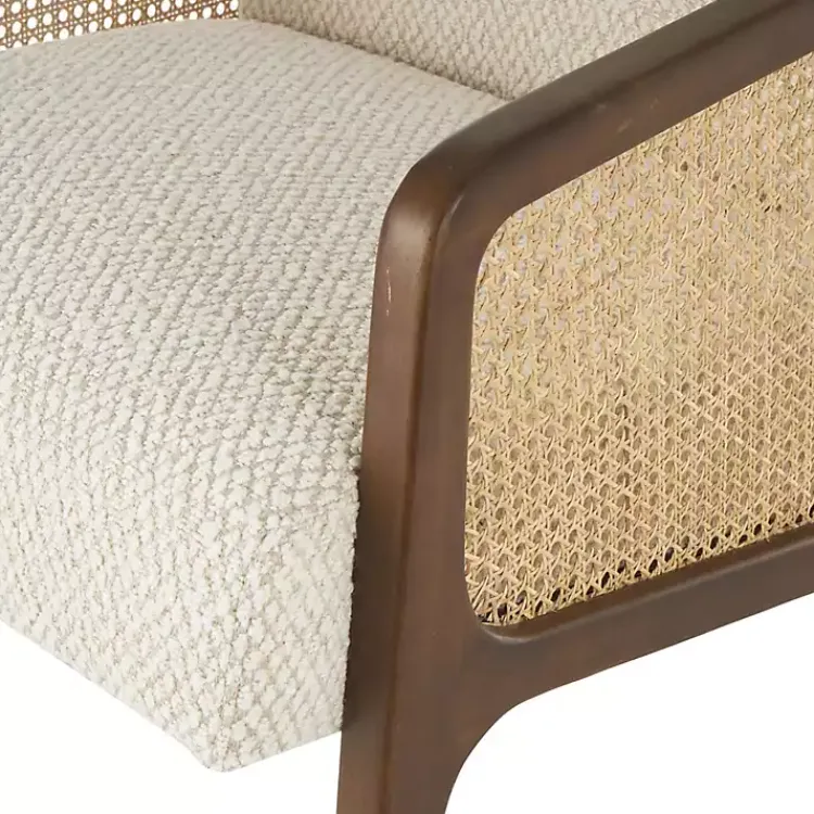 Accent Chairs-Kirklands Home Cream Boucle & Rattan Accent Chair White