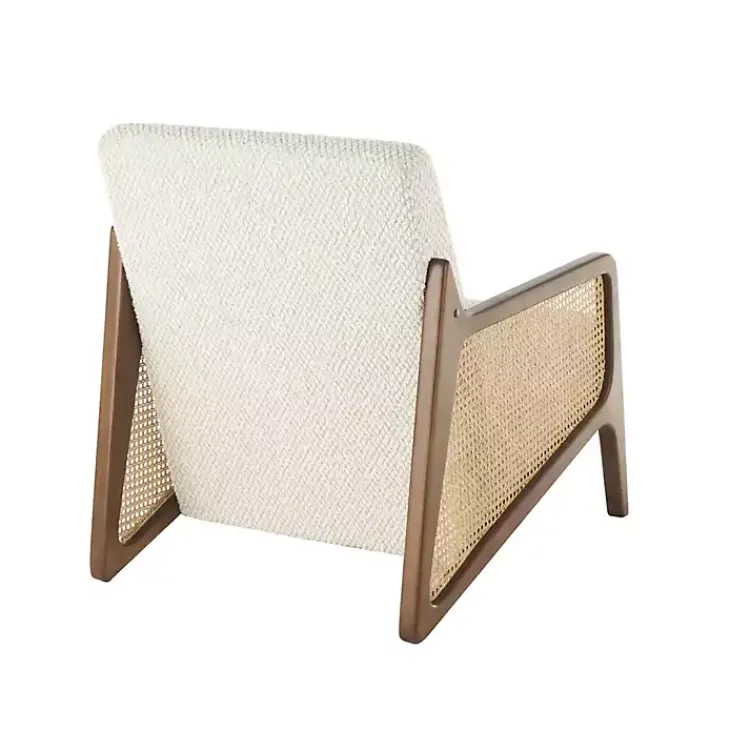 Accent Chairs-Kirklands Home Cream Boucle & Rattan Accent Chair White