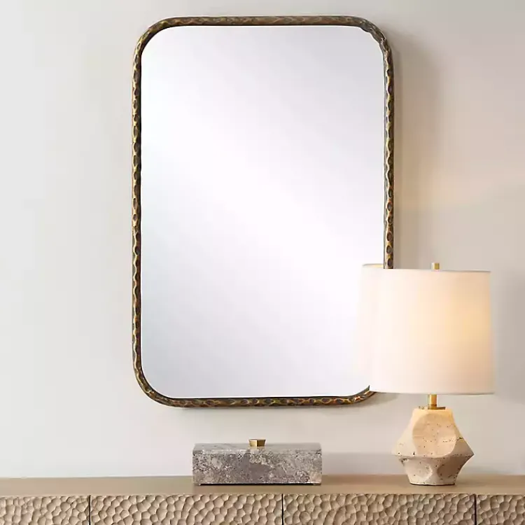 Decorative Mirrors-Kirklands Home Aged Bronze Hammered Metal Wall Mirror