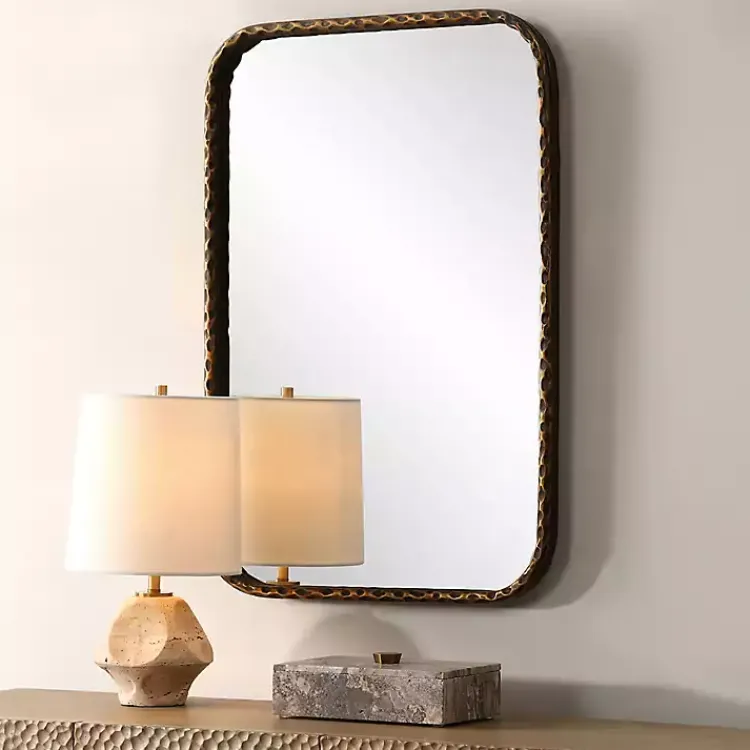 Decorative Mirrors-Kirklands Home Aged Bronze Hammered Metal Wall Mirror