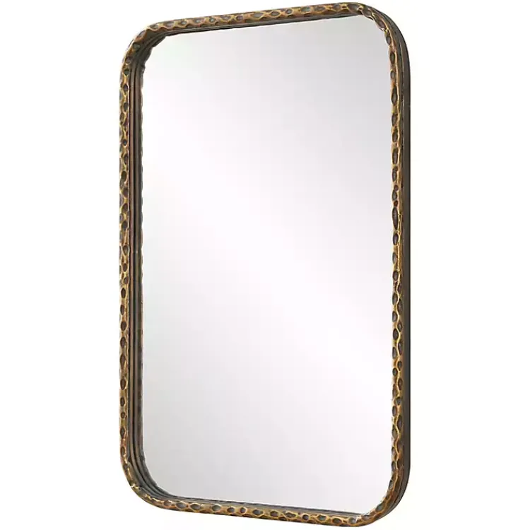 Decorative Mirrors-Kirklands Home Aged Bronze Hammered Metal Wall Mirror