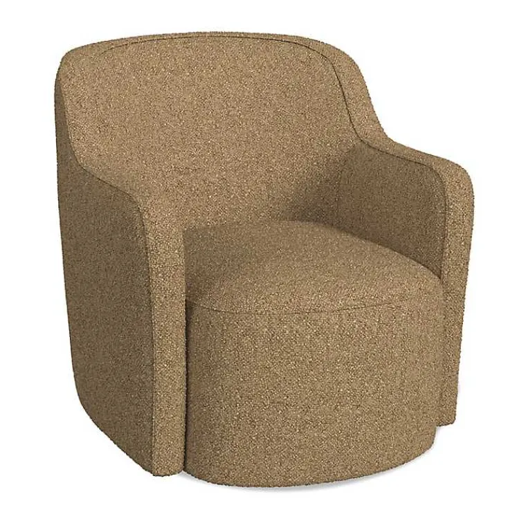 Accent Chairs-Kirklands Home Light Swivel Barrel Accent Chair Brown