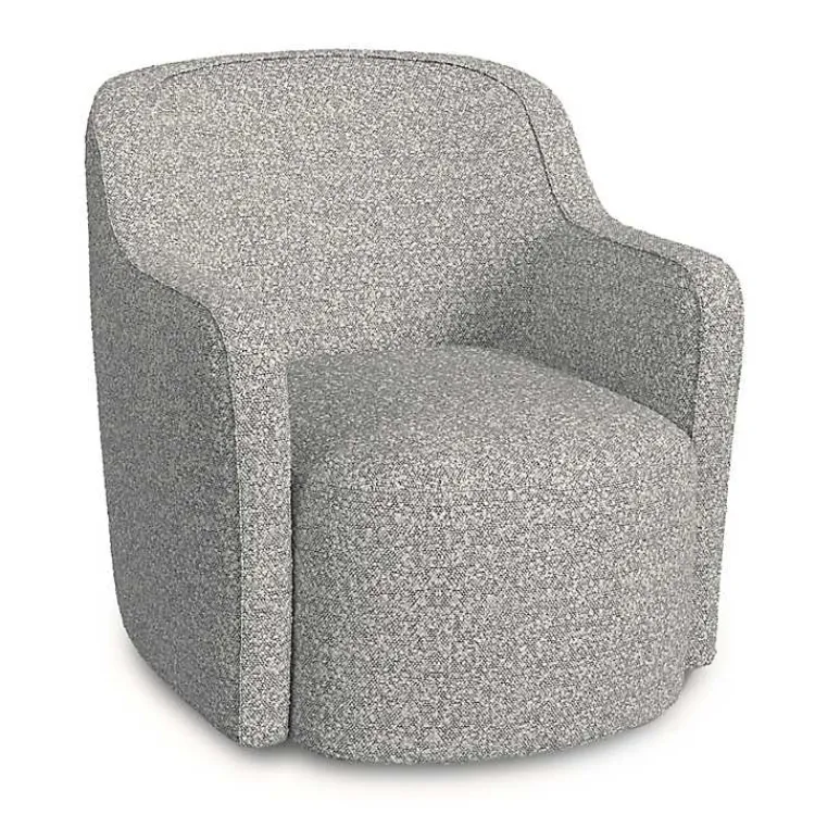 Accent Chairs-Kirklands Home Heather Boucle Swivel Barrel Accent Chair Gray