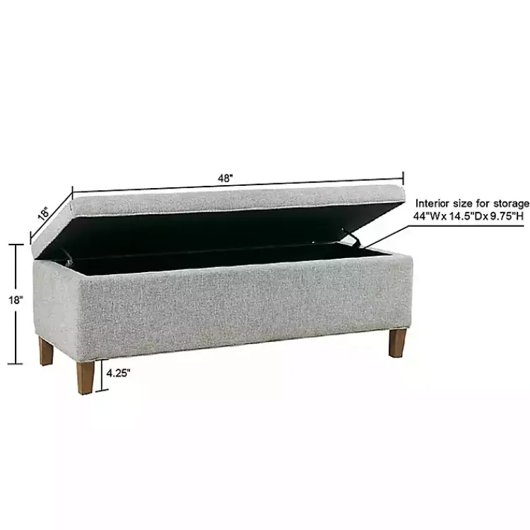 Benches & Ottomans-Kirklands Home Blue-Gray Upholstered Soft-Close Storage Bench