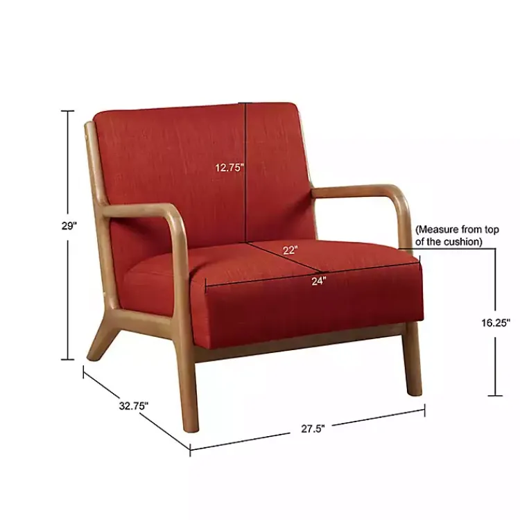 Accent Chairs-Kirklands Home Nolan Mid-Century Modern Accent Chair Red