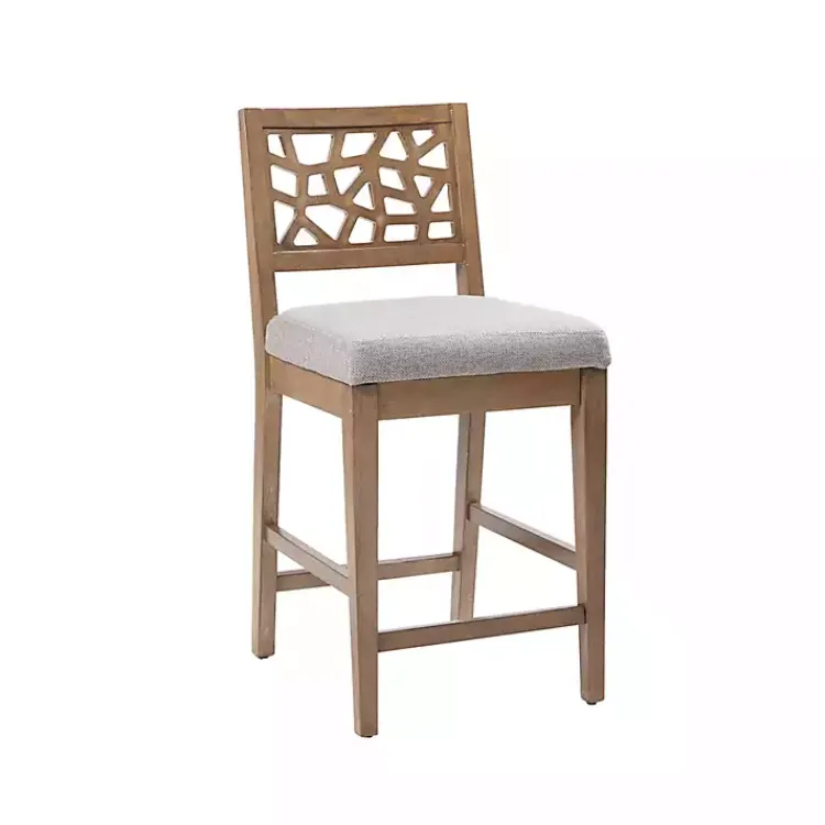 Bar Stools & Counter Height Stools-Kirklands Home Upholstered Oak Crackle Counter Stool Gray