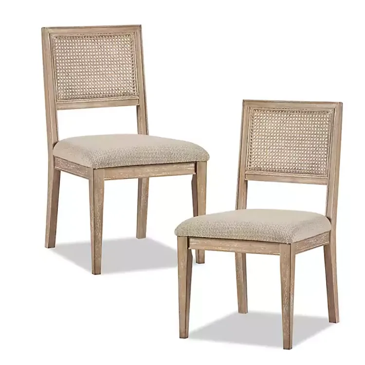 Dining Chairs-Kirklands Home Neutral Woven Back Dining Chairs, Set of 2 Tan