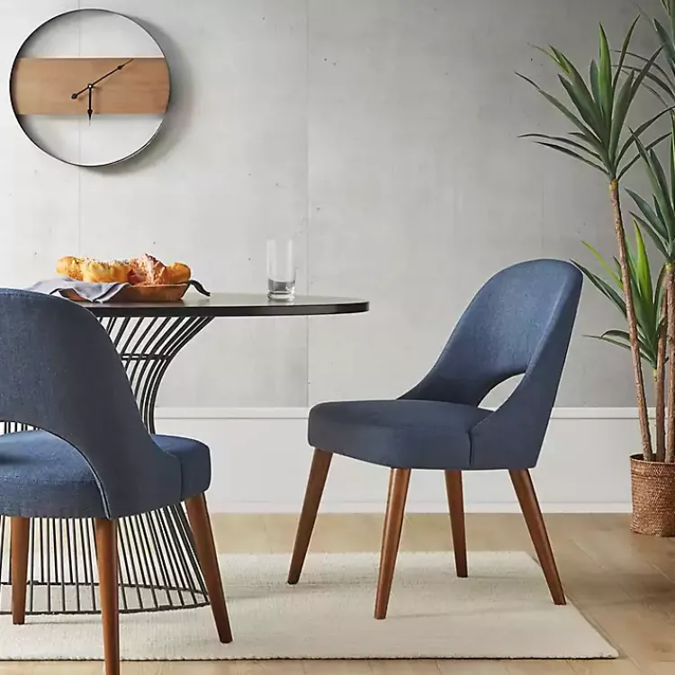 Dining Chairs-Kirklands Home Cut-Out Pecan Wood Dining Chairs, Set of 2 Blue