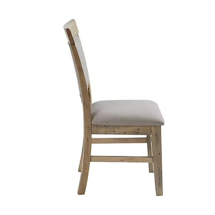 Dining Chairs-Kirklands Home Cream Upholstered Rustic Dining Chairs, Set of 2 Tan