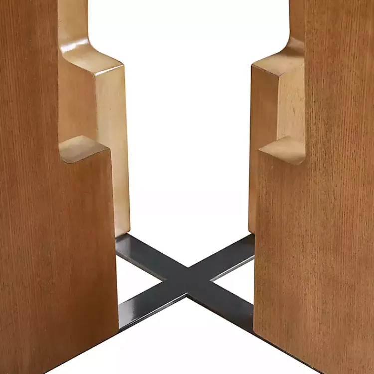 Dining Tables-Kirklands Home Round Pecan Wood Kenny Dining Table Brown