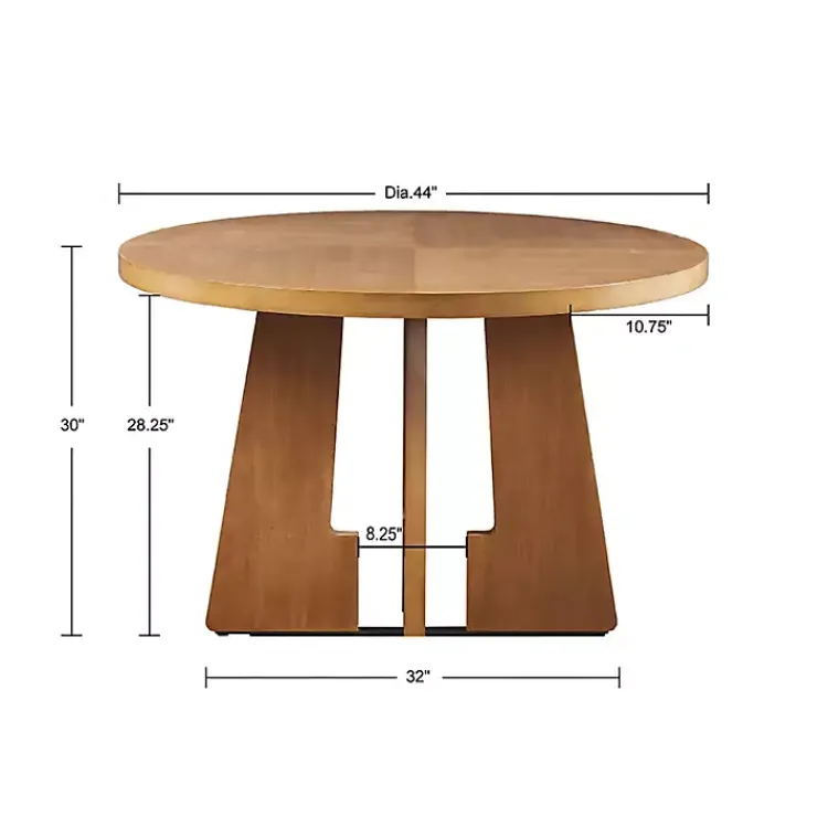 Dining Tables-Kirklands Home Round Pecan Wood Kenny Dining Table Brown