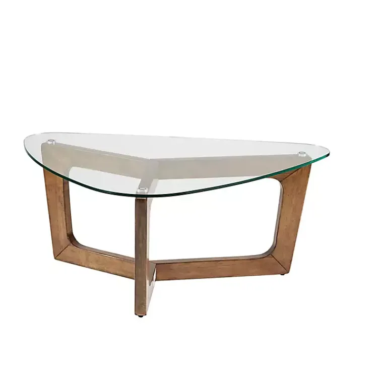 Coffee Tables-Kirklands Home Glass Triangular Walker Coffee Table Brown