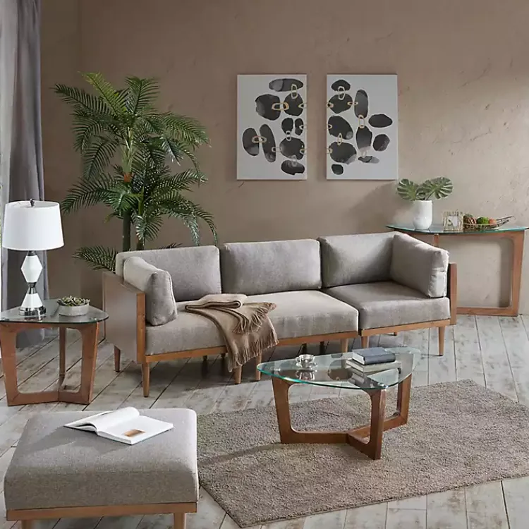 Coffee Tables-Kirklands Home Glass Triangular Walker Coffee Table Brown