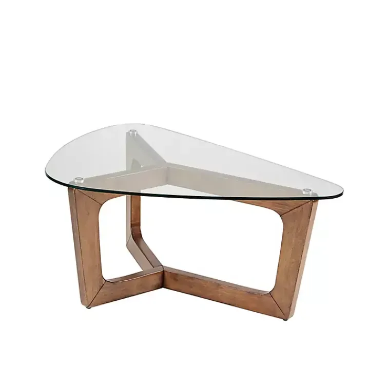 Coffee Tables-Kirklands Home Glass Triangular Walker Coffee Table Brown