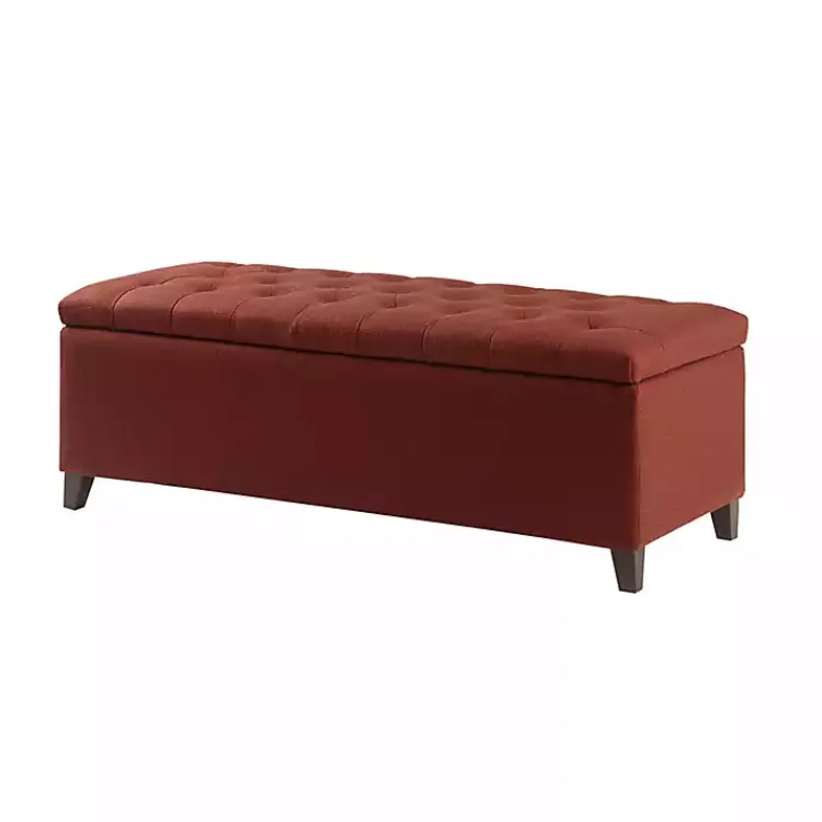Benches & Ottomans-Kirklands Home Tufted Shandra Storage Bench Red