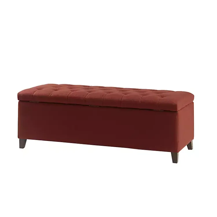 Benches & Ottomans-Kirklands Home Tufted Shandra Storage Bench Red