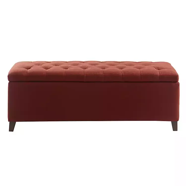 Benches & Ottomans-Kirklands Home Tufted Shandra Storage Bench Red