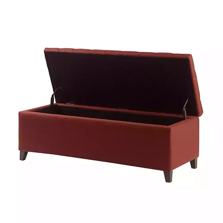 Benches & Ottomans-Kirklands Home Tufted Shandra Storage Bench Red