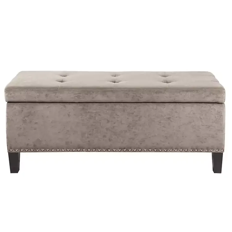 Benches & Ottomans-Kirklands Home Button Tufted Storage Bench Gray