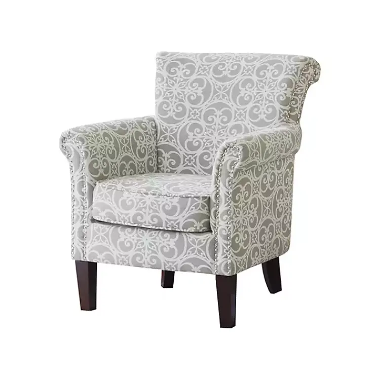 Accent Chairs-Kirklands Home Fretwork Accent Club Chair Gray