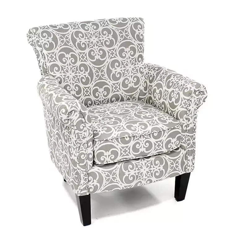 Accent Chairs-Kirklands Home Fretwork Accent Club Chair Gray