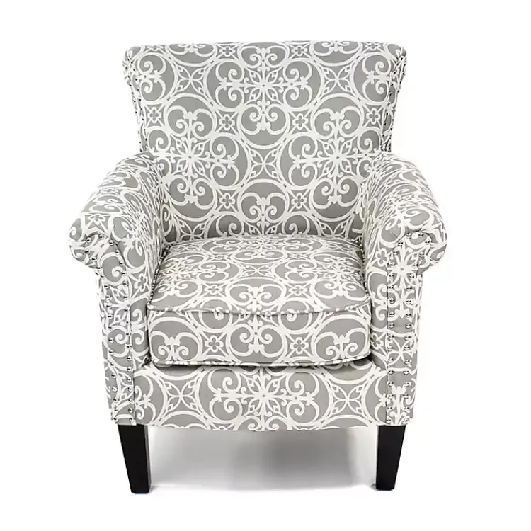 Accent Chairs-Kirklands Home Fretwork Accent Club Chair Gray